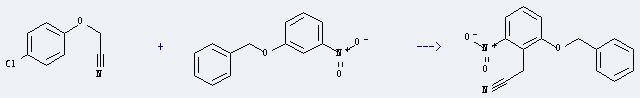 Benzeneacetonitrile,2-nitro-6-(phenylmethoxy)- can be prepared by benzyl-(3-nitro-phenyl)-ether and (4-chloro-phenoxy)-acetonitrile